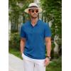 imageCOOFANDY Men Casual Henley Tee Shirt Short Sleeve Band Collar Summer Beach Textured TShirtDark Blue