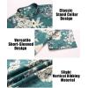 imageCOOFANDY Men Casual Henley Tee Shirt Short Sleeve Band Collar Summer Beach Textured TShirtDark Green Beige Coconut Leaves