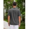 imageCOOFANDY Men Casual Henley Tee Shirt Short Sleeve Band Collar Summer Beach Textured TShirtDark Grey