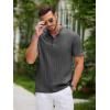 imageCOOFANDY Men Casual Henley Tee Shirt Short Sleeve Band Collar Summer Beach Textured TShirtDark Grey