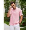 imageCOOFANDY Men Casual Henley Tee Shirt Short Sleeve Band Collar Summer Beach Textured TShirtPink