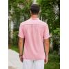 imageCOOFANDY Men Casual Henley Tee Shirt Short Sleeve Band Collar Summer Beach Textured TShirtPink