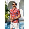 imageCOOFANDY Men Casual Henley Tee Shirt Short Sleeve Band Collar Summer Beach Textured TShirtRed Flag