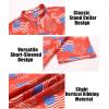 imageCOOFANDY Men Casual Henley Tee Shirt Short Sleeve Band Collar Summer Beach Textured TShirtRed Flag