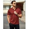 imageCOOFANDY Men Golf Polo Shirts Short Sleeve Dry Fit Moisture Wicking Shirts Casual Collared Athletic TeesWine Red