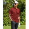 imageCOOFANDY Men Golf Polo Shirts Short Sleeve Dry Fit Moisture Wicking Shirts Casual Collared Athletic TeesWine Red