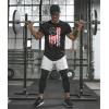 imageCOOFANDY Men Muscle Workout T Shirt Gym Bodybuilding Active Short Sleeve Tee Top BlackOne Piece Black Usa Flag
