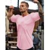imageCOOFANDY Men Muscle Workout T Shirt Gym Bodybuilding Active Short Sleeve Tee Top BlackOne Piece Pink