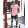 imageCOOFANDY Men Muscle Workout T Shirt Gym Bodybuilding Active Short Sleeve Tee Top BlackOne Piece Pink