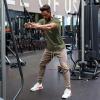 imageCOOFANDY Men Muscle Workout T Shirt Gym Bodybuilding Active Short Sleeve Tee Top BlackTwo Pack BlackArmy Green