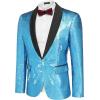 imageCOOFANDY Men Shiny Sequin Blazer Tuxedo Party Dinner Prom One Button Suit JacketBlue2