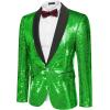 imageCOOFANDY Men Shiny Sequin Blazer Tuxedo Party Dinner Prom One Button Suit JacketGreen