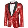 imageCOOFANDY Men Shiny Sequin Blazer Tuxedo Party Dinner Prom One Button Suit JacketRed2