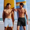 imageCOOFANDY Men Swim Trunk with Compression Liner 2 in 1 Swimwear Bathing Suit Quick Dry Board ShortPrint Blue Stripe