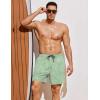 imageCOOFANDY Men Swim Trunk with Compression Liner 2 in 1 Swimwear Bathing Suit Quick Dry Board ShortPrint Green Leaves