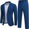 imageCOOFANDY Mens 2 Piece Linen Suits Set Regular Fit Casual Lightweight Blazer Jacket and PantsDeep Blue
