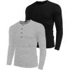 imageCOOFANDY Mens 2Pack Slim Fit Henley Shirts Long Sleeve Lightweight Fashion Casual Cotton Basic T ShirtsBlackLight Gray