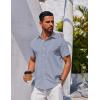imageCOOFANDY Mens Button Down Shirt Short Sleeve Casual Shirt for Men Summer Business Casual Dress ShirtBluewhite Stripes
