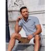 imageCOOFANDY Mens Button Down Shirt Short Sleeve Casual Shirt for Men Summer Business Casual Dress ShirtBluewhite Stripes