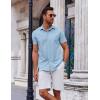 imageCOOFANDY Mens Button Down Shirt Short Sleeve Casual Shirt for Men Summer Business Casual Dress ShirtClear Blue