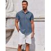 imageCOOFANDY Mens Button Down Shirt Short Sleeve Casual Shirt for Men Summer Business Casual Dress ShirtGrey Blue