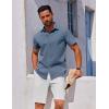 imageCOOFANDY Mens Button Down Shirt Short Sleeve Casual Shirt for Men Summer Business Casual Dress ShirtGrey Blue