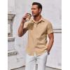 imageCOOFANDY Mens Button Down Shirt Short Sleeve Casual Shirt for Men Summer Business Casual Dress ShirtKhaki