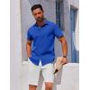 imageCOOFANDY Mens Button Down Shirt Short Sleeve Casual Shirt for Men Summer Business Casual Dress ShirtOcean Blue