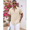 imageCOOFANDY Mens Button Down Shirts Short Sleeve Casual Shirts Summer Beach Shirts Vacation Wedding Shirts with PocketBeige