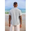 imageCOOFANDY Mens Button Down Shirts Short Sleeve Casual Shirts Summer Beach Shirts Vacation Wedding Shirts with PocketBlue