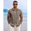 imageCOOFANDY Mens Button Down Shirts Short Sleeve Casual Shirts Summer Beach Shirts Vacation Wedding Shirts with PocketBrown