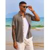 imageCOOFANDY Mens Button Down Shirts Short Sleeve Casual Shirts Summer Beach Shirts Vacation Wedding Shirts with PocketBrown