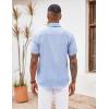 imageCOOFANDY Mens Button Down Shirts Short Sleeve Casual Shirts Summer Beach Shirts Vacation Wedding Shirts with PocketClear Blue  Light Brown Plaid