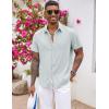 imageCOOFANDY Mens Button Down Shirts Short Sleeve Casual Shirts Summer Beach Shirts Vacation Wedding Shirts with PocketLight Blue