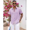 imageCOOFANDY Mens Button Down Shirts Short Sleeve Casual Shirts Summer Beach Shirts Vacation Wedding Shirts with PocketLight Purple