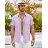 imageCOOFANDY Mens Button Down Shirts Short Sleeve Casual Shirts Summer Beach Shirts Vacation Wedding Shirts with PocketLight Purple