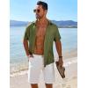 imageCOOFANDY Mens Button Down Short Sleeve Shirt Casual Beach Shirt Summer Vacation Textured ShirtsArmy Green
