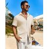 imageCOOFANDY Mens Button Down Short Sleeve Shirt Casual Beach Shirt Summer Vacation Textured ShirtsBeige