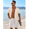 imageCOOFANDY Mens Button Down Short Sleeve Shirt Casual Beach Shirt Summer Vacation Textured ShirtsBeige