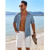 imageCOOFANDY Mens Button Down Short Sleeve Shirt Casual Beach Shirt Summer Vacation Textured ShirtsDark Blue