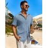 imageCOOFANDY Mens Button Down Short Sleeve Shirt Casual Beach Shirt Summer Vacation Textured ShirtsDark Blue