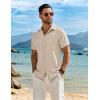 imageCOOFANDY Mens Button Down Short Sleeve Shirt Casual Beach Shirt Summer Vacation Textured ShirtsDark Khaki