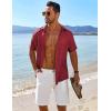 imageCOOFANDY Mens Button Down Short Sleeve Shirt Casual Beach Shirt Summer Vacation Textured ShirtsDark Red