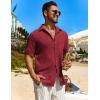 imageCOOFANDY Mens Button Down Short Sleeve Shirt Casual Beach Shirt Summer Vacation Textured ShirtsDark Red