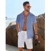 imageCOOFANDY Mens Button Down Short Sleeve Shirt Casual Beach Shirt Summer Vacation Textured ShirtsDenim Blue