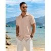 imageCOOFANDY Mens Button Down Short Sleeve Shirt Casual Beach Shirt Summer Vacation Textured ShirtsKhaki