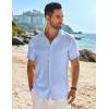 imageCOOFANDY Mens Button Down Short Sleeve Shirt Casual Beach Shirt Summer Vacation Textured ShirtsLight Blue