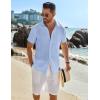 imageCOOFANDY Mens Button Down Short Sleeve Shirt Casual Beach Shirt Summer Vacation Textured ShirtsLight Blue