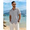 imageCOOFANDY Mens Button Down Short Sleeve Shirt Casual Beach Shirt Summer Vacation Textured ShirtsLight Grey