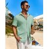 imageCOOFANDY Mens Button Down Short Sleeve Shirt Casual Beach Shirt Summer Vacation Textured ShirtsMint Green